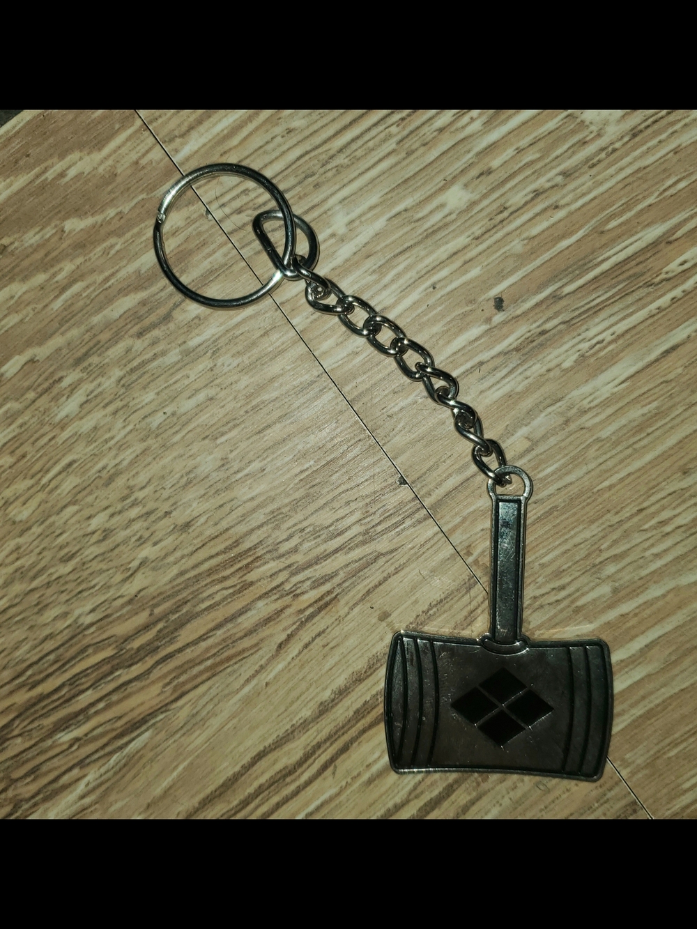 Silver Harley Quinn Hammer  Keychain in Gunmetal